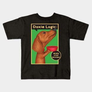 Classic pose for Doxie Dog on Dachshund Begging for Food tee Kids T-Shirt